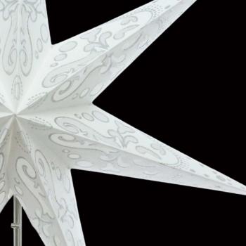 Curves Batik White - Foldable glowing star, paper poinsettia with 7 points, 60 cm
